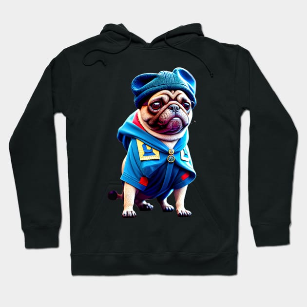 Cute Pug Wizard in Robe - Adorable Pug Dressed up as Wizard Costume Hoodie by fur-niche